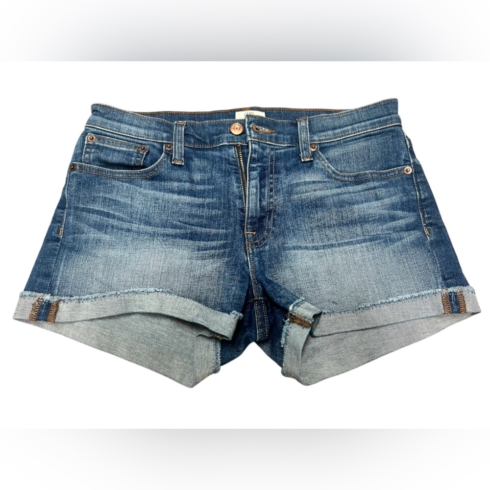 Womens J.Crew Denim
E7594 Merill Wash Zip Fly Cuffed Pockets Jean Shorts
Size 27